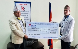 सातै वटा प्रदेशमा मेगा बैंकद्वारा पाँच-पाँच लाख सहयोग