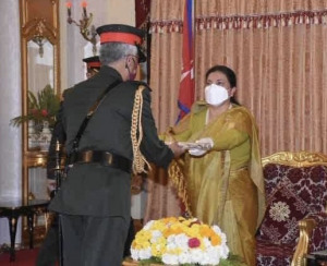 भारतीय सेनाध्यक्ष नरवणेलाई नेपाली  सेनाको मानार्थ महारथी उपाधि प्रदान