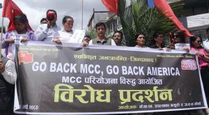 एमसीसी कार्यान्वयनविरूद्ध ‘गो ब्याक एमसीसी’ भन्दै प्रदर्शन
